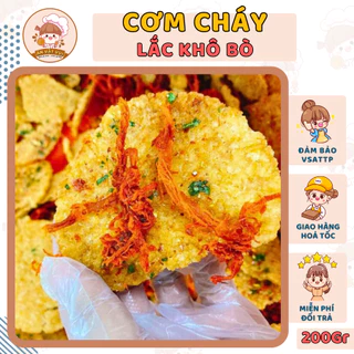 Cơm cháy mắm hành lắc bò khô 200g Ăn Vặt Vui