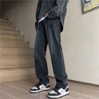 Quần baggy jean nam in sao cao cấp- Quần jean ống rộng đẹp cao cấp loại 1