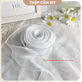 Dây Ruy Băng Voan Viền Sóng Màu Trắng Bản 4 cm Trang Trí Bó Hoa, Hộp Quà, Làm Đồ Handmade,...Phong Cách Hàn Quốc