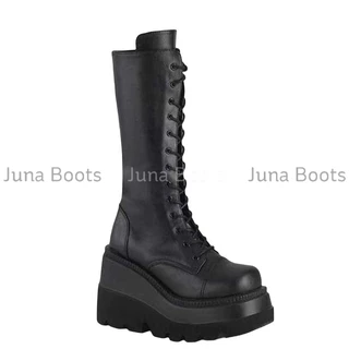 Giày Bốt chiến binh đế cao buộc dây, Giày Boots Ulzzang đế cao 10cm da dày hàng quảng châu cao cấp