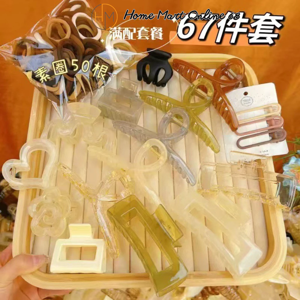 Set 67 món gồm 17 kẹp tóc và 50 chun tóc siêu xinh