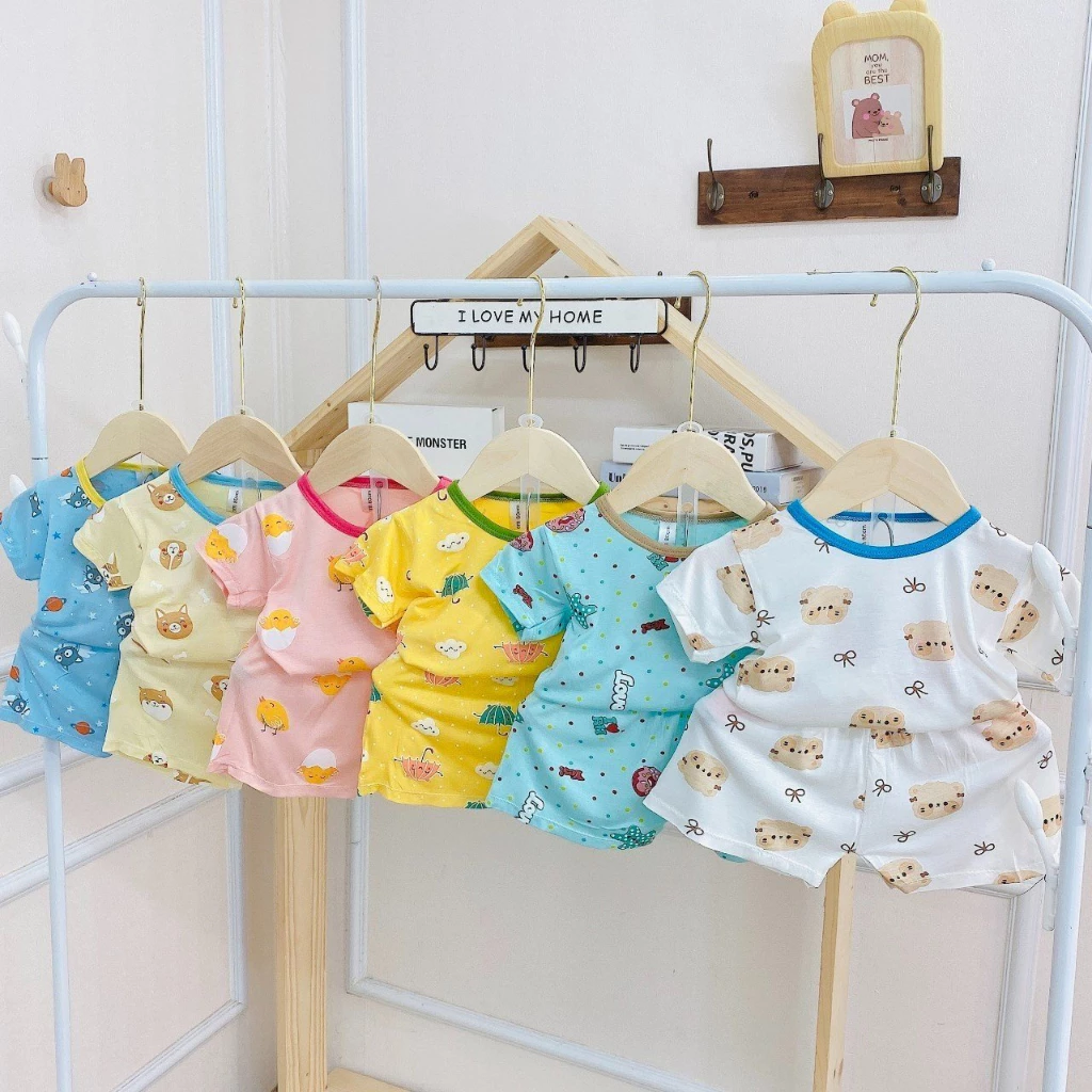 SALE SỐC (Bé 5-15kg) Bộ ngắn tay in họa tiết Thun Lạnh họa tiết dễ thương Ngẫu nhiên cho bé trai, bé gái