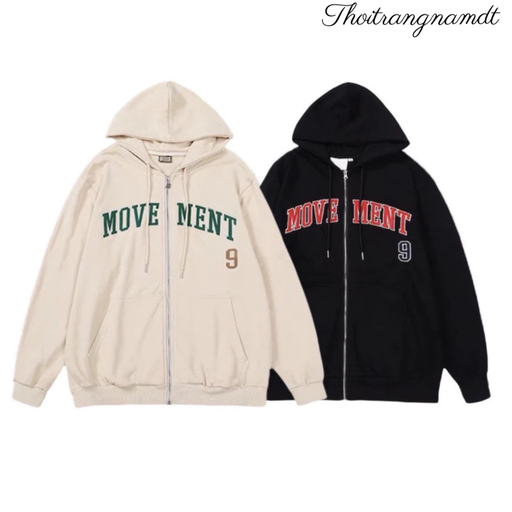 Hoodie Zip MOVE thời trang Áo hoodie nỉ bông có mũ form rộng dành cho cặp đôi unisex nam nữ mặc đôi - thoitrangnamdt