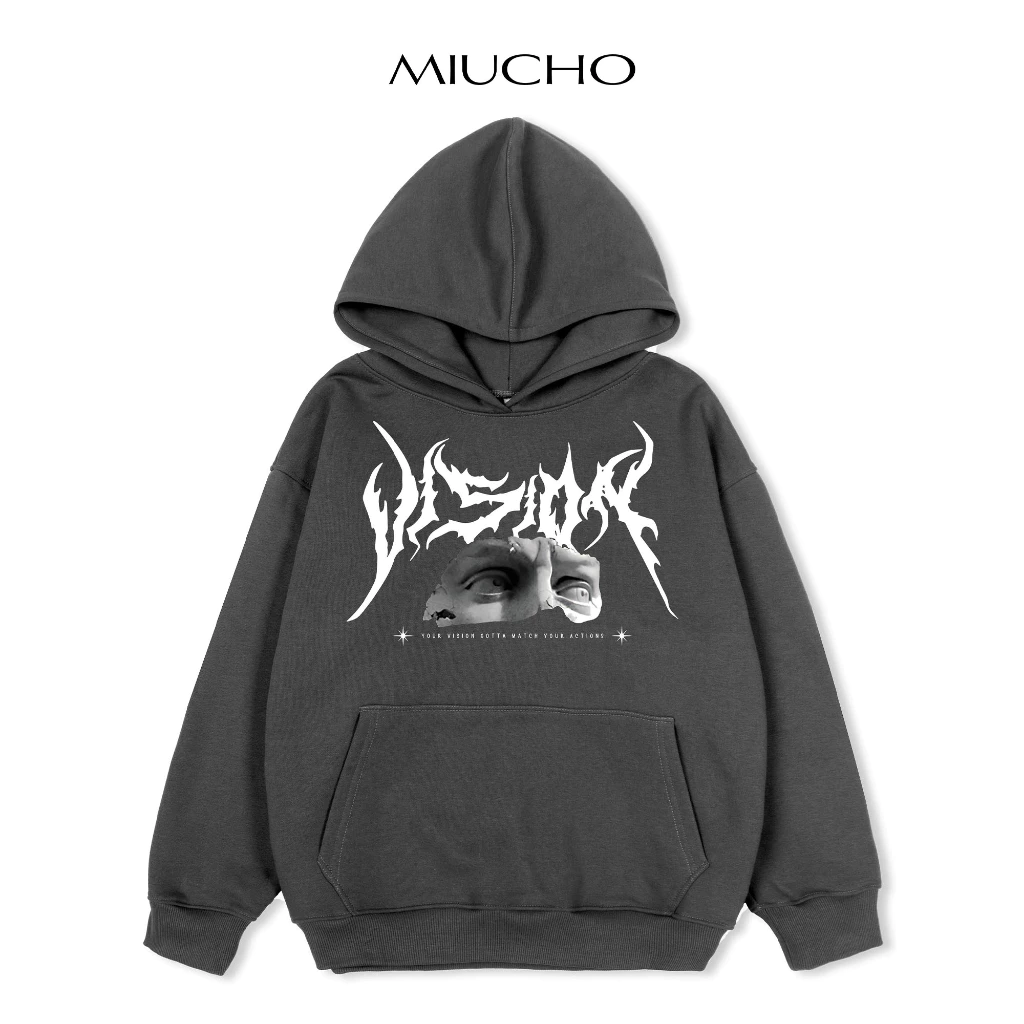 Áo hoodie nam form rộng HDD315 Miucho chân cua in graphic