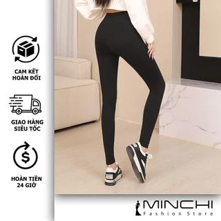 Quần Legging Nữ Dài Minchi Cotton Legging Nâng Mông Dày Co Giãn Mạnh Tôn Dáng