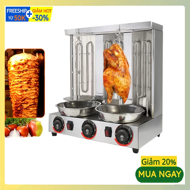 Máy nướng thịt, lò nướng thịt bánh mì 2400W công suất cao 3 buồng đốt, quay tự động 360 độ