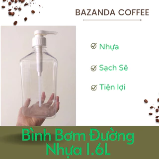 Bình bơm sirup, đường Nhựa dung tích 1600ml, vòi bơm 10cc