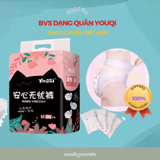 Băng vệ sinh dạng quần YOUQI túi 20 cái size S/M và L/XL siêu tiết kiệm - Dùng 1 lần tiện dụng thoải mái