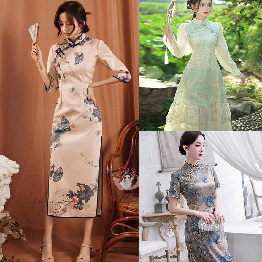 (Nhiều mẫu) Sườn xám thượng hải trang phục cổ tàu cổ điển