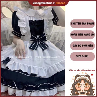 Maid ngắn cute bộ 6 món xinh xắn tặng kèm tất