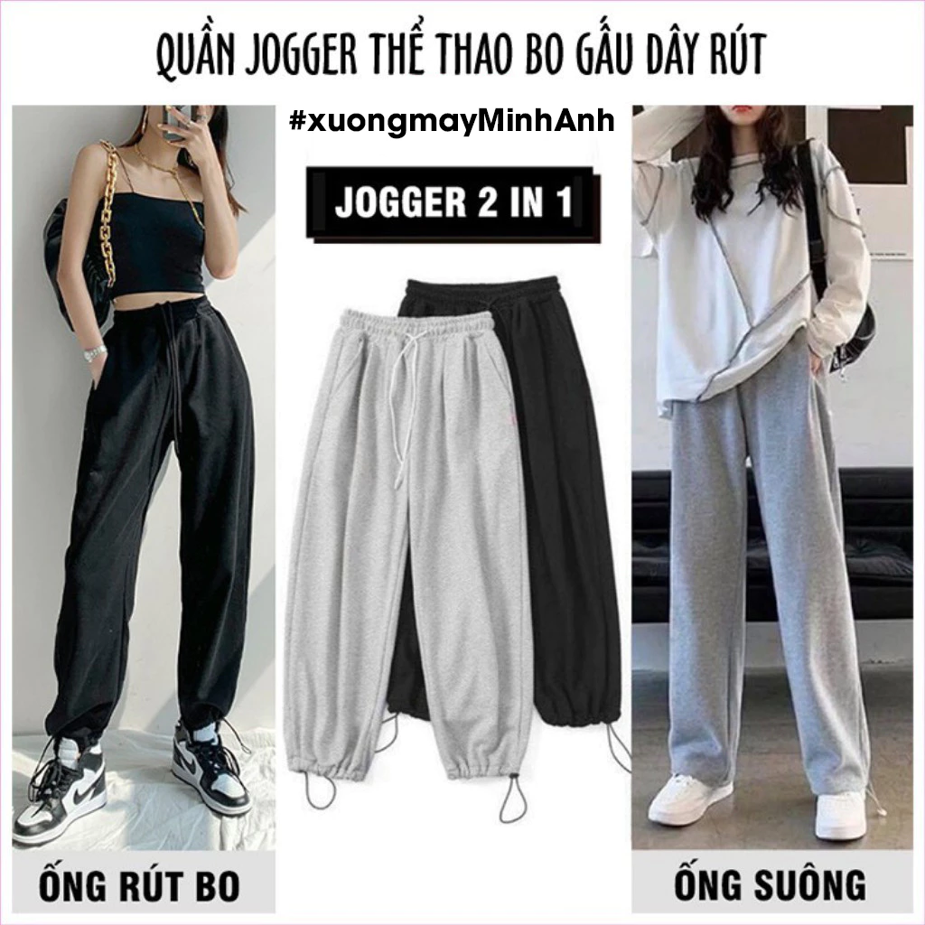 Quần Jogger Nỉ Da Cá Loại 1 Quần Bo Gấu Ống Rộng Chất Da Ca Mềm Mịn Lên Dáng Siêu Xinh Mã 80