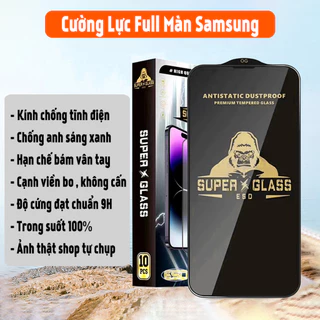 Kính cường lực samsung full màn KingKong Anti Static các dòng máy.Shop tặng kèm 2 bộ giấy lau.Ảnh thật shop tự quay chụp