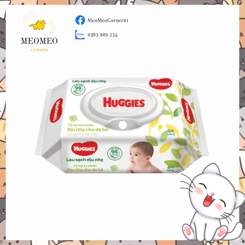 Khăn giấy ướt Huggies cho bé không mùi 80 miếng