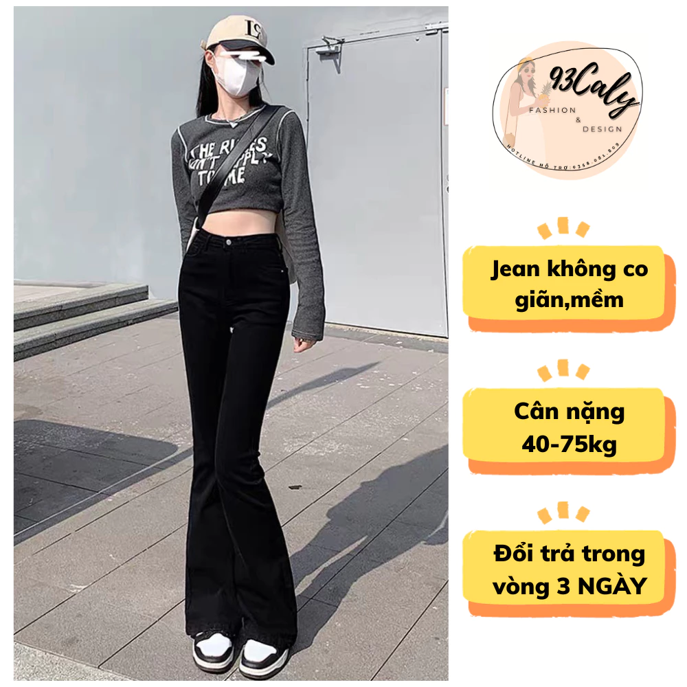 [BIGSIZE 75kg]-6086 Quần Jean Nữ Loe Trơn May Gấu Tôn Chân Dài, Jean ống loe co giãn thoải mái may lai HOT tren HIT 2023