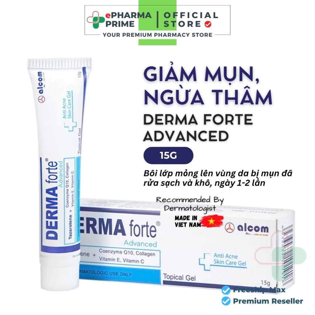 [BẢN ADVANCED] Gel dưỡng Derma Forte Gamma Advanced Tazarotene giảm mụn, ngừa thâm, mờ sẹo 15g