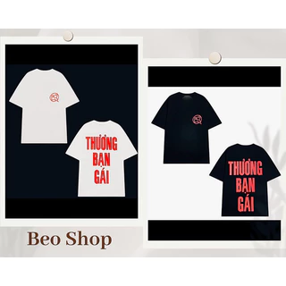 Áo thun cotton in chữ hai màu đen trắng đẹp, áo đôi nam nữ thương bạn gái đẹp phom rộng thoải mái