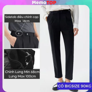 Quần tây nam Đai Trượt MEMOTOP Quần vải nam lưng cạp cao sidetab có BIGSIZE 90kg,Baggy ống suông rộng đi học công sở đẹp