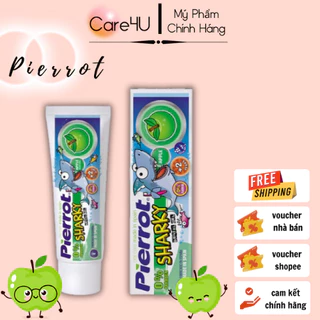 [Tặng 1 hộp tăm nhựa Care4u] Gel đánh răng trẻ em Pierrot Sharky Calci hữu cơ hương táo 75ML