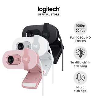 Webcam Full HD Logitech Brio 100 - Cân bằng ánh sáng, Mic, Màn chập, USB-A, Google Meet, Zoom