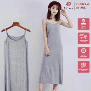 Váy Ngủ Hai Dây Cổ Tròn, Đầm Ngủ Mặc Nhà Chất Thun Cotton Lạnh (3 Size Ngắn-Lỡ-Dài) Mềm Mịn Mát Mùa Hè LIILOVE Mã VJ