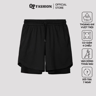 Quần đùi short thể thao ngắn cao cấp 2 lớp QP FASHION Quần tập gym nam phù hợp chạy bộ tập gym tiện lợi - QP FASHION