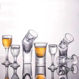 SET 6 ly uống rượu shot đế dày, bình rót rượu, cốc sot thủy tinh uống rượu mạnh wine glass