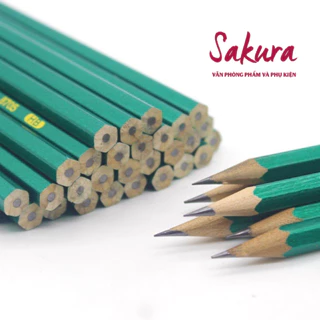 Bút chì gỗ thiên nhiên lục giác HB/2B Sakura màu xanh lá