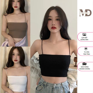 Áo 2 Dây Sợi Bún Thun Gân Đẹp 100% Cotton Đen Trắng (Nữ), Áo Croptop Ôm Mặc Trong MD3