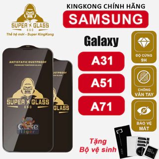 Cường lực KingKong Đen cho Samsung A31 / A51 / A71 Silicon Kính full màn, Chống bám vân tay