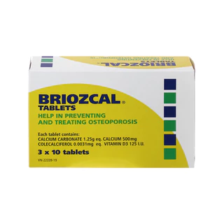 Briozcal bổ sung canxi và vitamin D3 Hộp (3 vỉ x 10 viên)