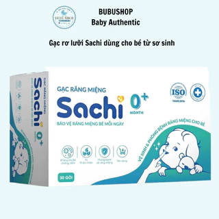 Gạc rơ lưỡi, gạc làm sạch răng miệng Sachi - Hộp 30 gói cho bé từ sơ sinh