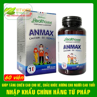 HealthGlobal ANMAX bổ sung canxi hữu cơ giúp tăng chiều cao cho bé (60 viên) | Nhập khẩu chính hãng Pháp