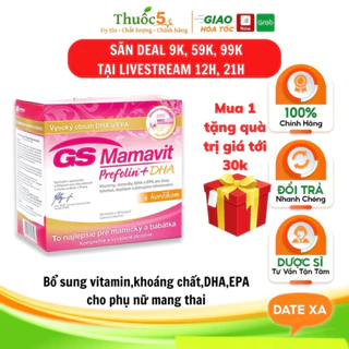 Viên bổ bầu GS Mamavit Prefolin DHA EPA Hỗ Trợ Bổ Sung Dưỡng Chất, Vitamin Cho Bà Bầu Hộp 60 Viên