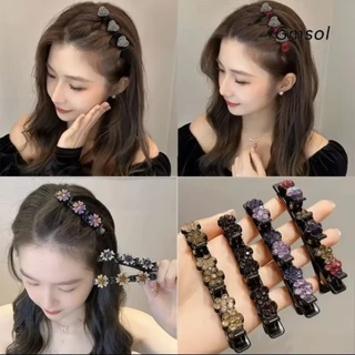 Kẹp tóc bện Rhinestone bangs thời trang bện tóc