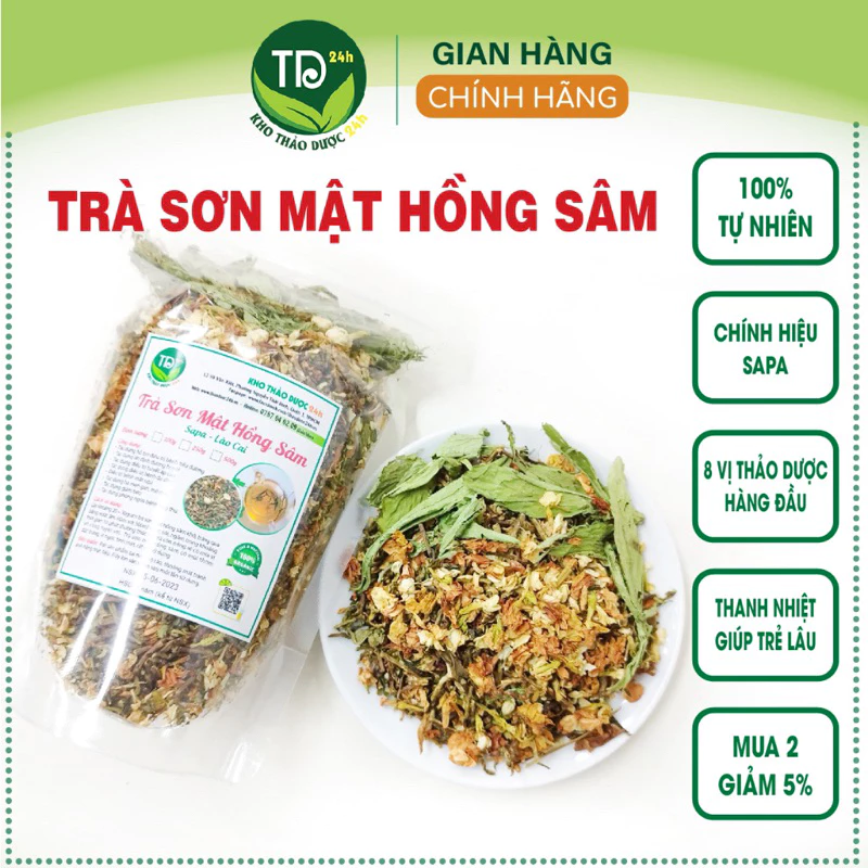 🌱 500G TRÀ SƠN MẬT HỒNG SÂM SAPA(túi zip), KẾT HỢP TỪ 4 LOẠI THẢO DƯỢC QUÝ 🌱