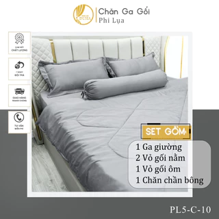 Bộ chăn ga gối Phi lụa hàng loại 1, trang trí decor phòng ngủ tặng kèm quà tặng hấp dẫn RemcuaDUHA