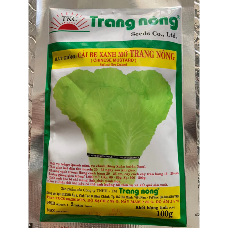 Hạt giống cải bẹ xanh mỡ New Zealand - Trang Nông, gói 100g