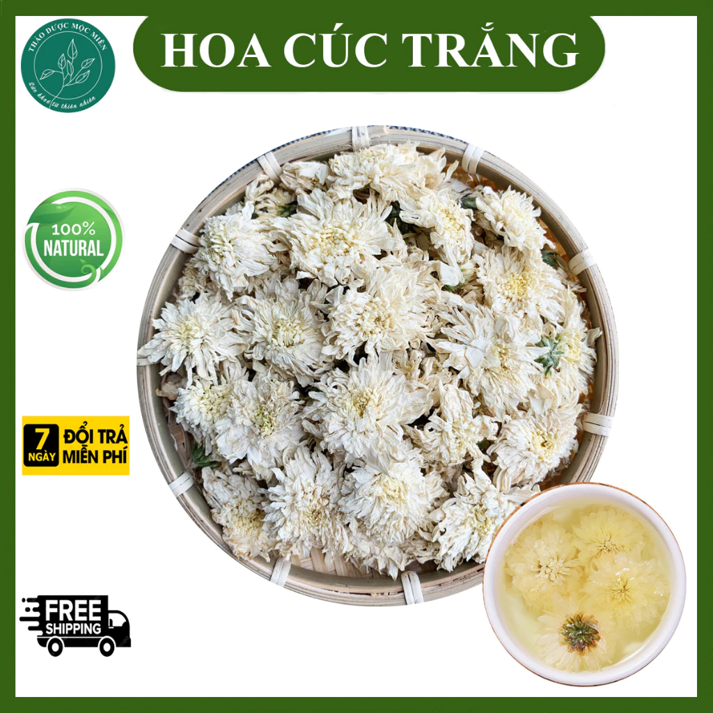 Trà Hoa Cúc Trắng (Bạch Cúc) sấy khô nguyên bông 50-200gr - Giúp Ngủ Ngon, Giảm Stress, Thanh Nhiệt, Giải Độc