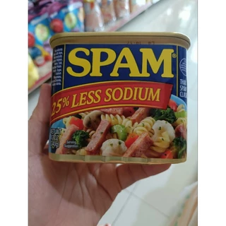 Thịt hộp Spam 25 % ít mặn Mỹ 340gr.Date 5/26