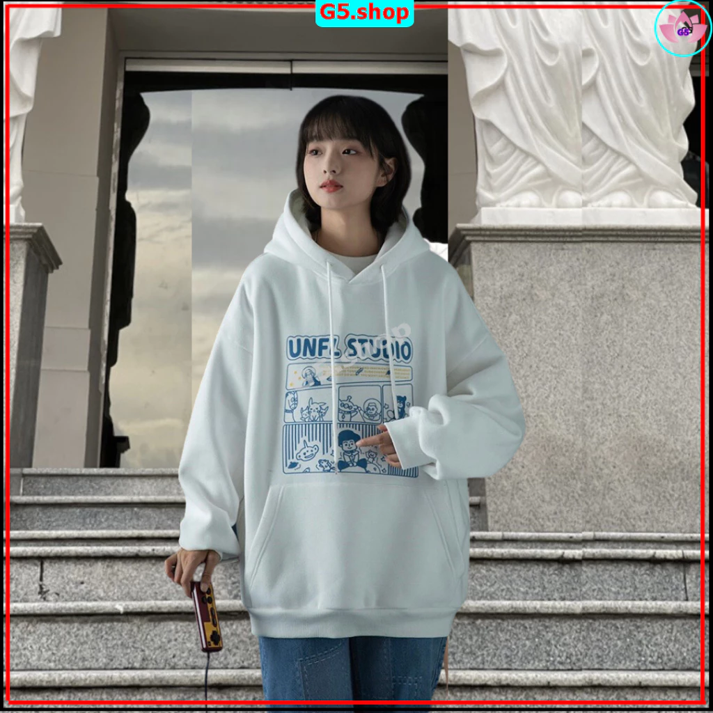 Áo hoodie STUDIO form rộng có nón túi lớn Nỉ Thu Đông Nam Nữ trẻ trung chuẩn form in họa tiết hoạt hình - g5.shop