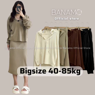 Set nữ Banamo Fashion bộ thun tăm có mũ kèm chân váy dài có bigsize 192