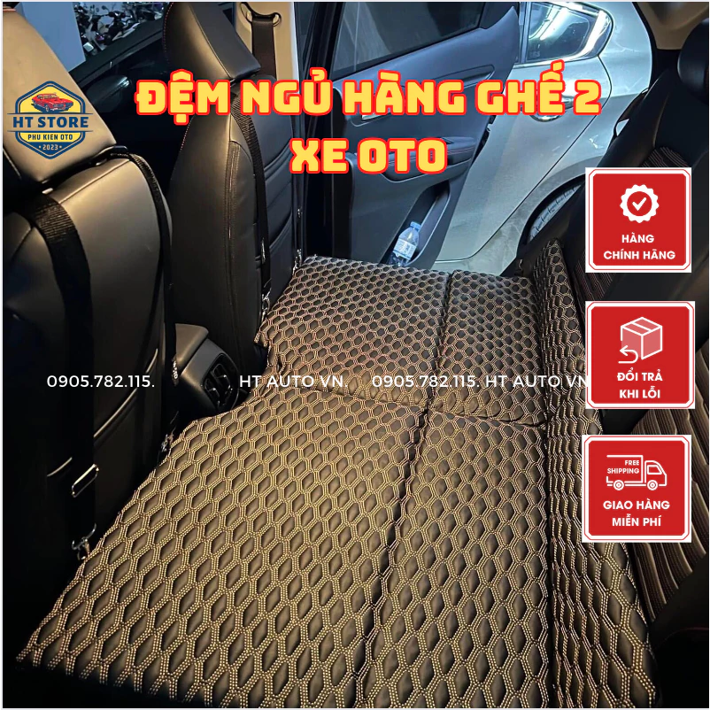 ĐỆM NGỦ GHẾ SAU Ô TÔ - 6 MẢNH GẤP GỌN- DA 3 ĐƯỜNG CHỈ - KHÔNG BƠM HƠI ,BẢO HÀNH 2 NĂM