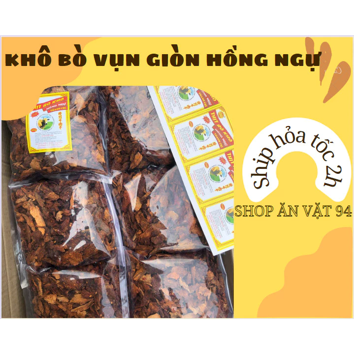 500gr Khô bò vụn Hồng Ngự Thanh Chì Chính Hiệu, hàng chuẩn ngon, khô bò vụn giòn cay Hồng Ngự miếng nhỏ vừa