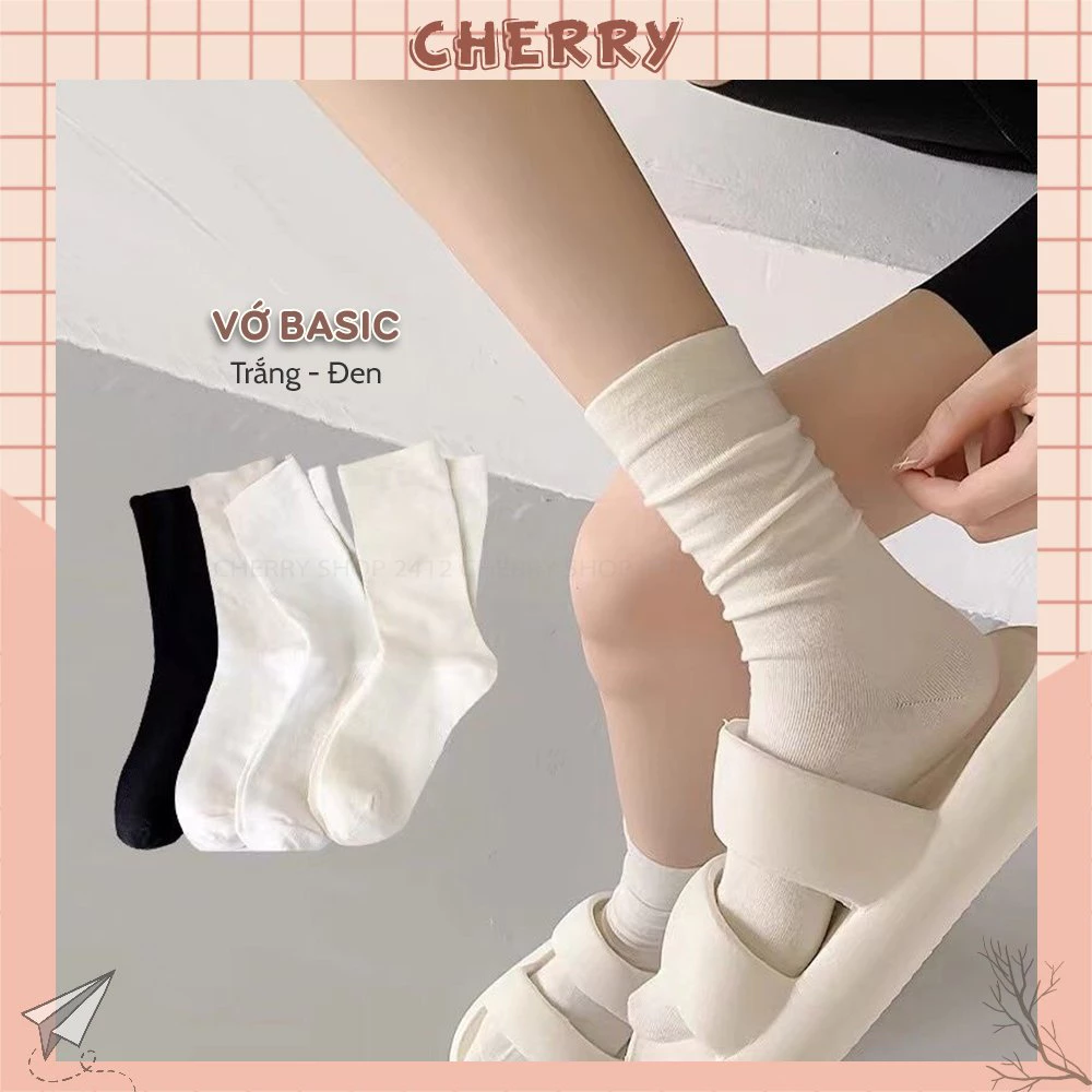 Tất cổ cao chất liệu cotton thoáng khí, phong cách basic dễ phối đồ - Cherry shop