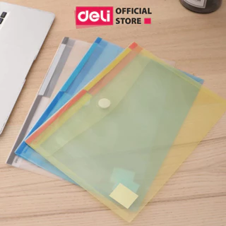 Túi tài liệu A4 Deli, file đựng hồ sơ, lưu trữ giấy tờ văn phòng học sinh có cúc bấm nhiều màu sắc, tiện lơi, giá rẻ