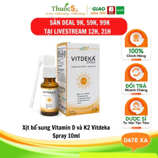 Vitdeka Spray d3k2 Dạng Xịt Bổ Sung Vitamin D3K2, Tăng Cường Hấp Thu Canxi Cho Trẻ Hộp 10ml