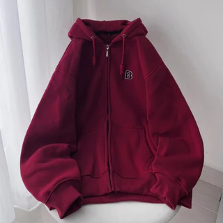 Áo Khoác Hoodie Zip Nỉ Bông from Rộng Chữ B