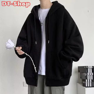 Áo khoác nỉ hoodie trơn Unisex - Hoodie zip form rộng có mũ dáng suông basic ulzzang nam nữ HOT - dt_shop