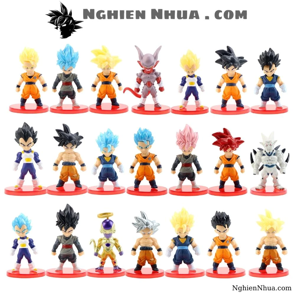 Mô hình DragonBall Bộ 21 nhân vật dragon ball chibi WCF Bản A - Cao 6-7cm - nặng 300gram - Dragon Ball - no box, bọc túi