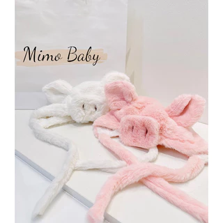 Mũ heo hồng lông mềm buộc dây đáng yêu cho bé ML261 Mimo Baby